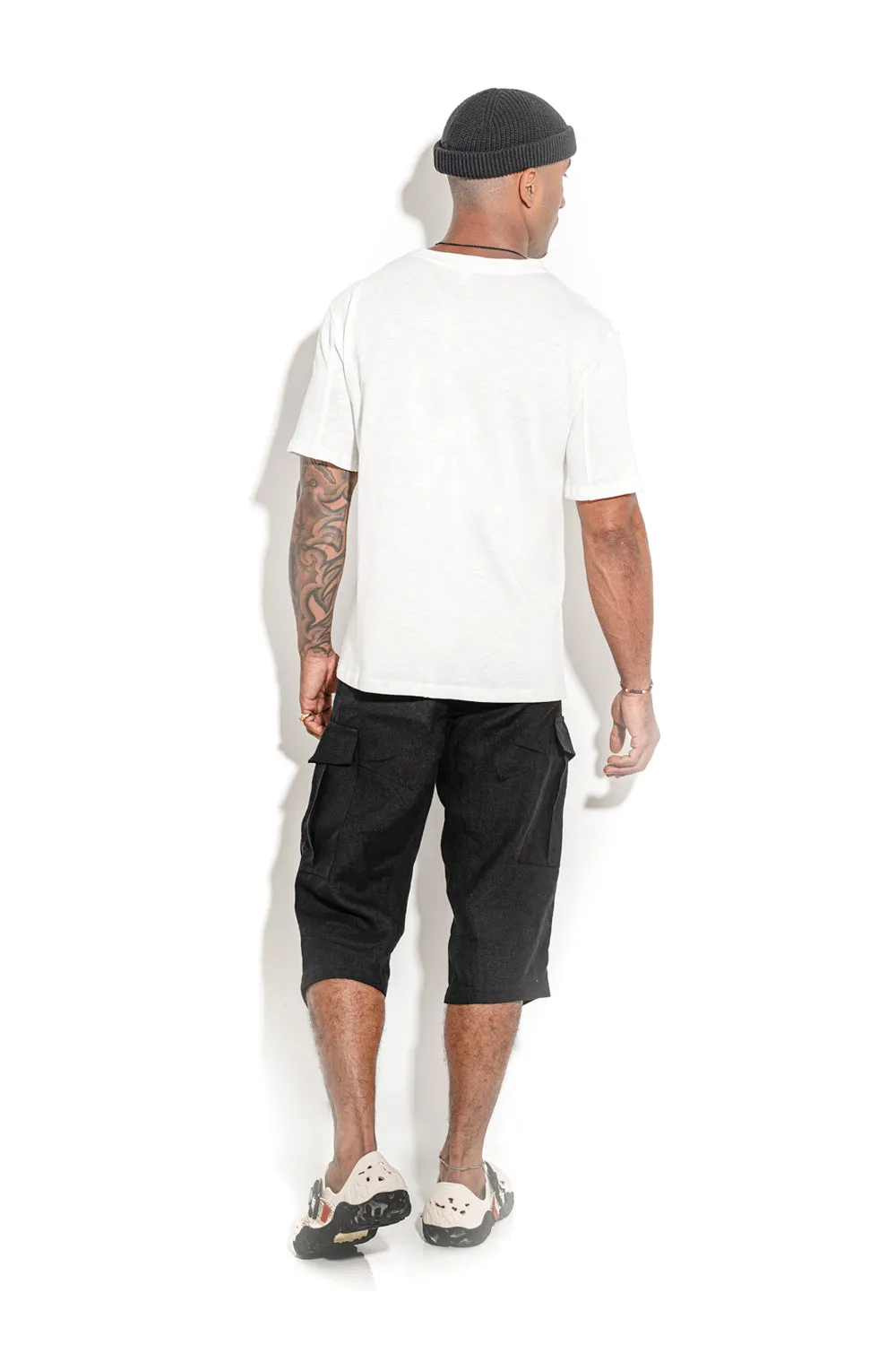 Natural White T-shirt with a geometric seam